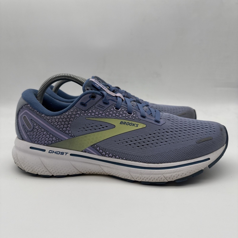 Brooks Ghost 14 Running Shoes Purple Impression/Dutch/Lime Size US Women 11 B